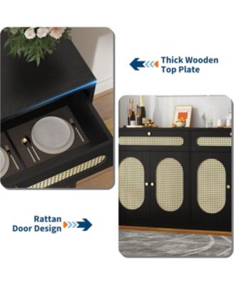 Buffet Cabinet with Storage, 4-Door 2-Drawer Sideboard, Dining Room Sideboard Buffet