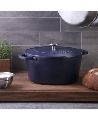 6 Qt Round Matte Enamel  Cast Iron Dutch Oven Pot With Lid - Blue