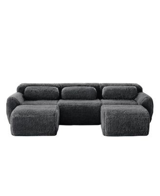 U-shaped Boneless Sofa, 32D High Density Sponge, Anti-Slip, Dark Gray