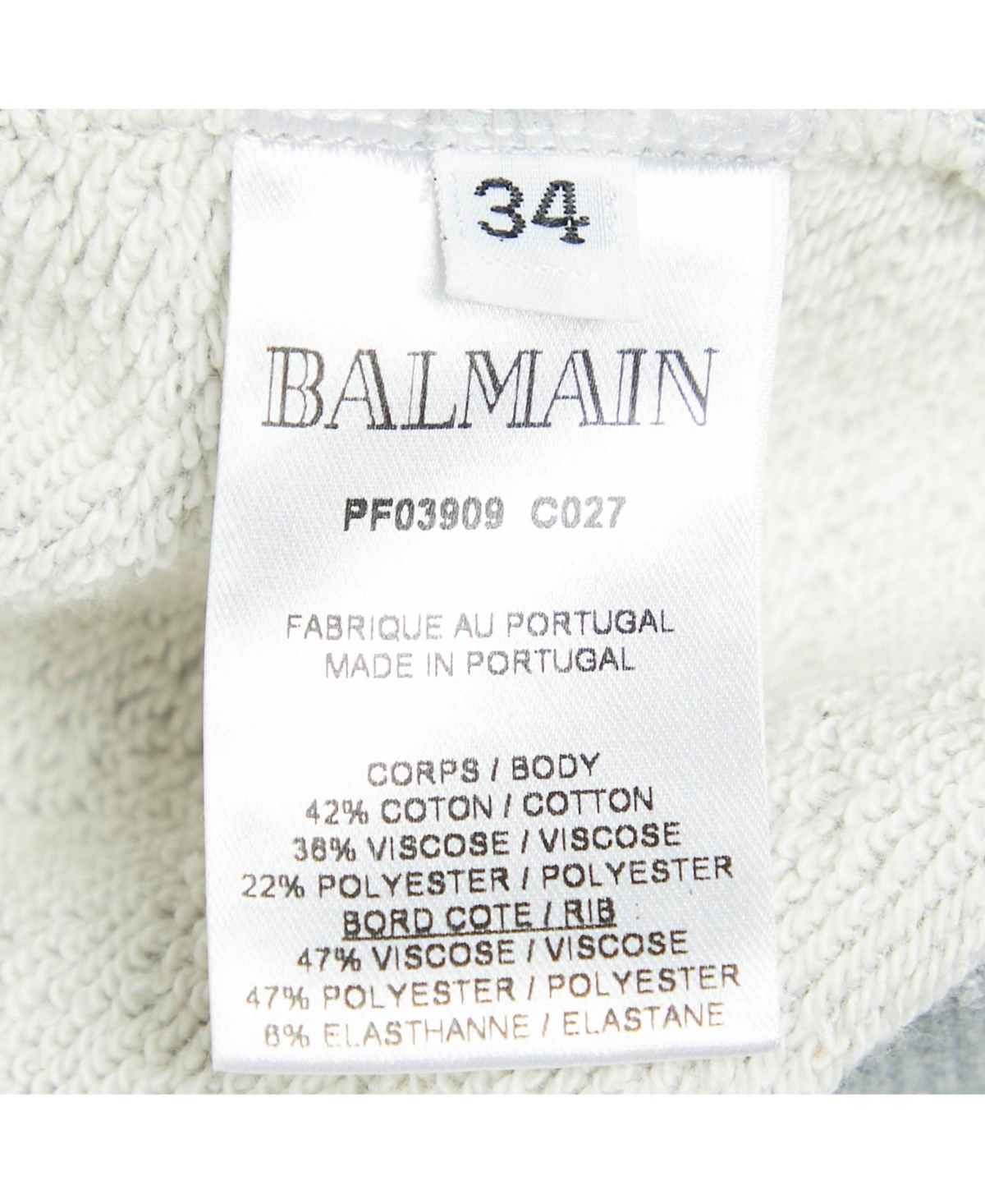 Pre-Owned Balmain Men's Grey Printed Cotton Crewneck Sweatshirt