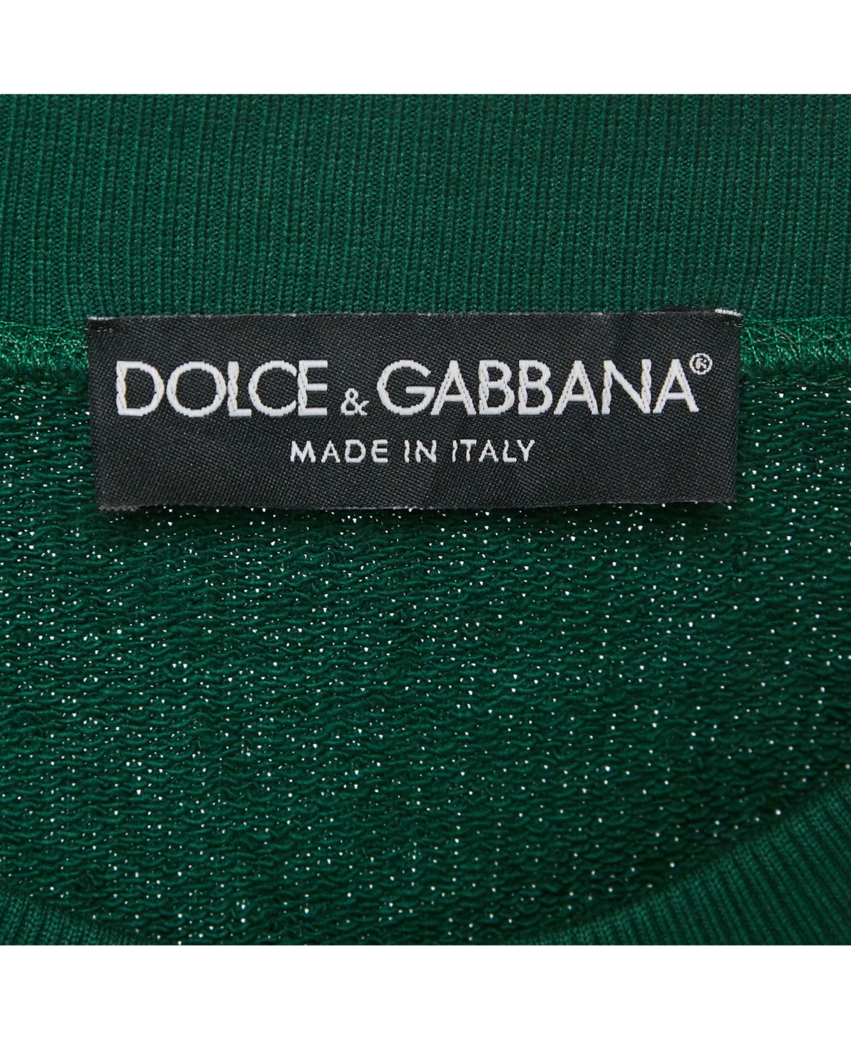 Pre-Owned Dolce & Gabbana Men's Green Logo Print Cotton Crew Neck Sweatshirt