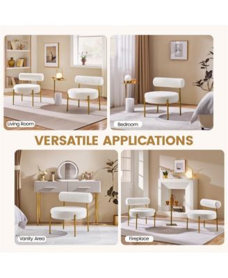 1 Pc Boucle Fabric & Gold Metal  Accent Feature Side Chair