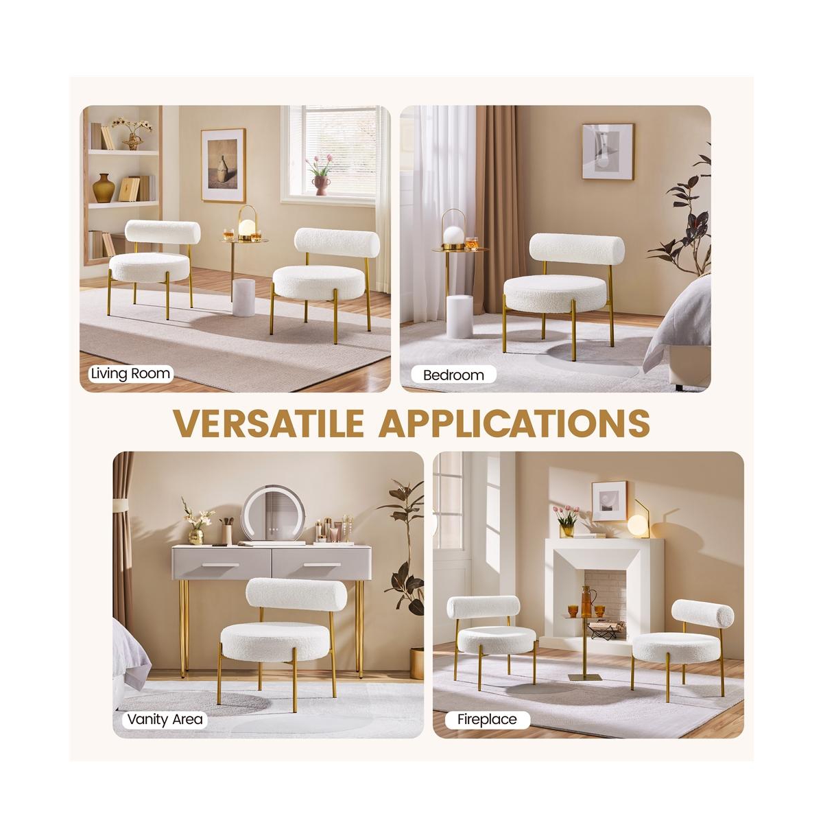 Yaheetech Boucle Accent Chair Side Chair with Gold Metal Legs