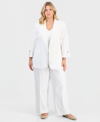 Plus Size Roll-Tab Open-Front Blazer