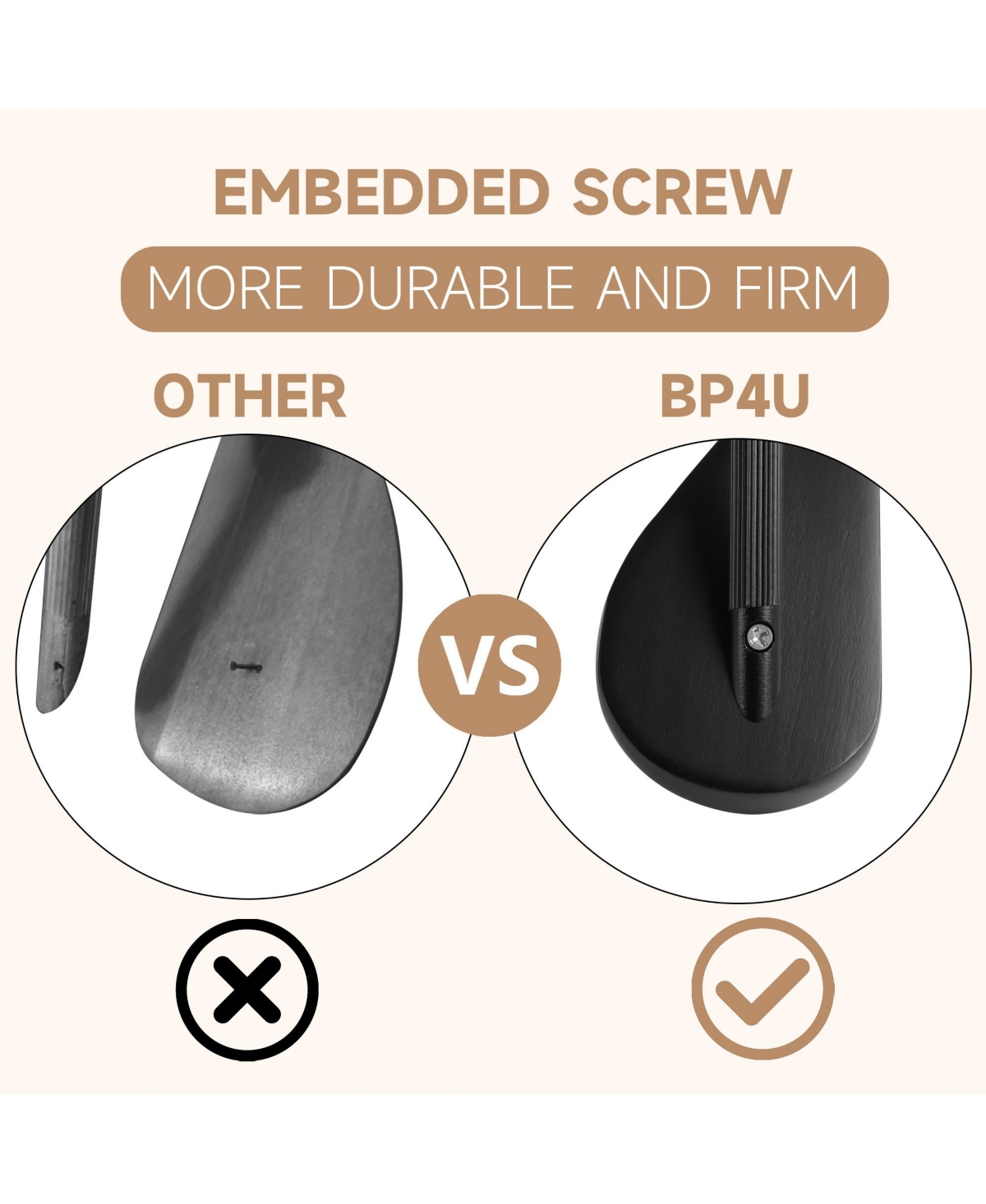 BP4U Wooden Suit Hangers with Pants Bar for Men's Clothes, 17.5-Inch Wide Shoulder Solid Wood Coat Jackets, Shirts