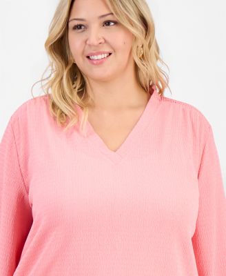 Women's V-Neck Crinkle Top