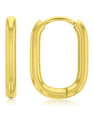Waterproof Yellow 15mm Oval Huggie Earrings