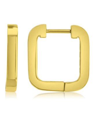 Waterproof Platinum 17mm Rounded Square Huggie Earrings