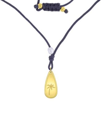 Roxy Waterproof Yellow Palm Tree Pearl Adjustable Necklace - Gold Black 85$