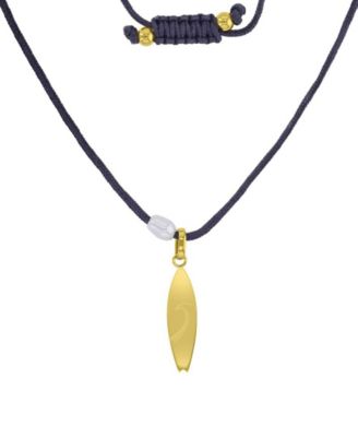 Waterproof Yellow Surfboard Pearl Adjustable Necklace