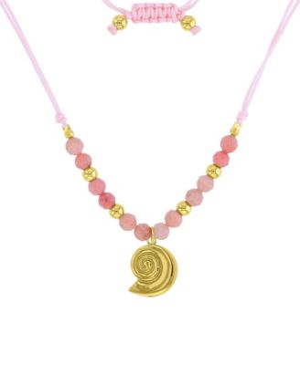 Roxy Waterproof Yellow Beads Labradorite Adjustable Necklace - Gold Pink
