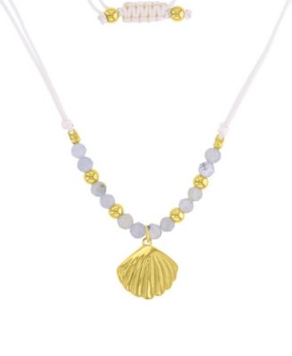 Waterproof Yellow Seashell Labradorite Adjustable Necklace