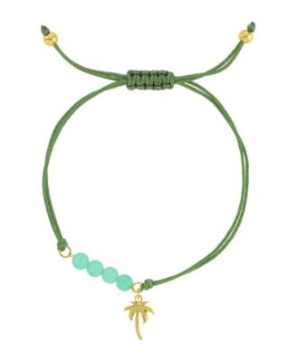 Waterproof Yellow Palm Tree Green Aventurine Adjustable Bracelet