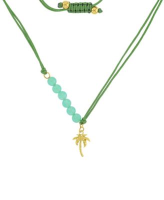 Waterproof Yellow Palm Tree Green Aventurine Adjustable Necklace