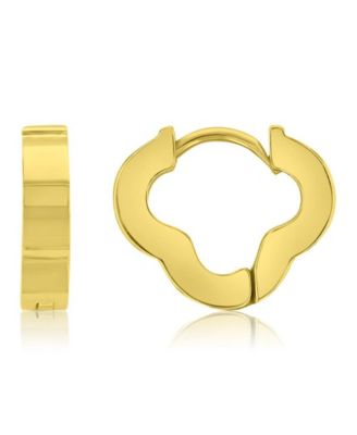 Waterproof Yellow 13mm Clover Huggie Earrings