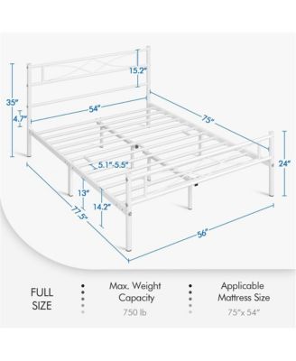 Simple Full Metal Bed Frame with Curved Design Headboard and Footboard