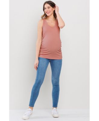 Maternity Side Ruched Ribbed Tank Top