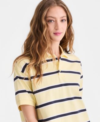 Women's Striped Cotton Short-Sleeve Rugby Shirt, Macy's Exclusive
