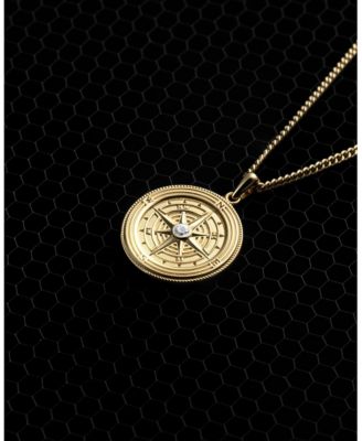 Men's Compass Pendant Necklace – Gold 22" Chain