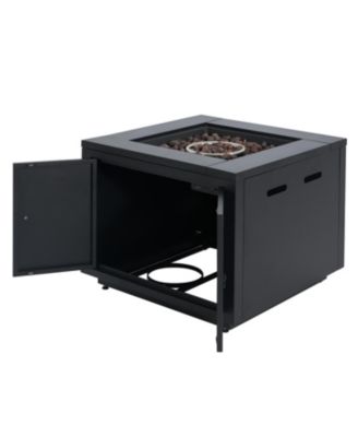 30 Inch Square Steel Fire Pit Table Black 40000 BTU Galvanized Steel Construction