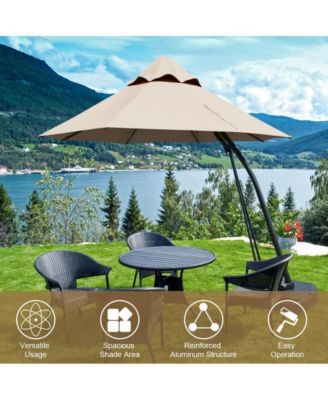 11 Feet Outdoor Cantilever Hanging Umbrella with Base and Wheels