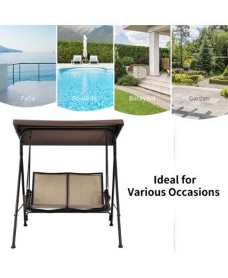 LUCKY ONE 2-Person Patio Swing with Adjustable Canopy and 2 Storage Pocket