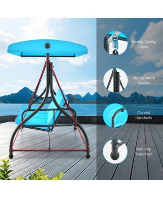 LUCKY ONE 3 Seat Outdoor Porch Swing with Adjustable Canopy