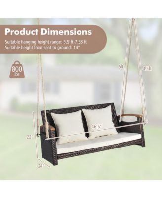 LUCKY ONE 2-Person Patio Rattan Porch Swing Hammock