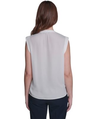 Women's V-Neck Pleated Blouse