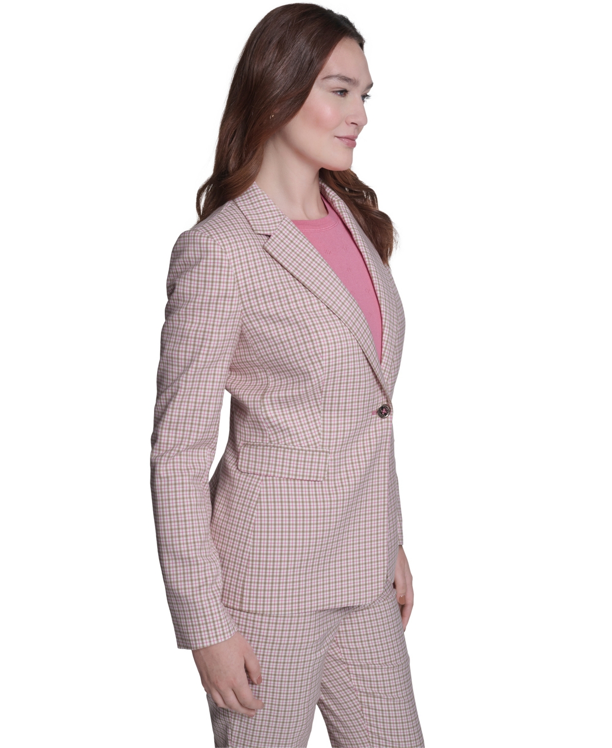 Tommy Hilfiger Women's Plaid Notch Collar Slim Fit Blazer