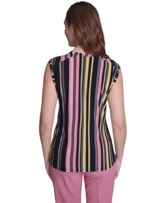 Women's Sleeveless Crewneck Stripe Top