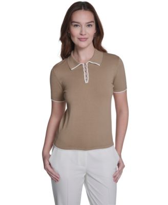 Women's Collared Tipped Polo Sweater