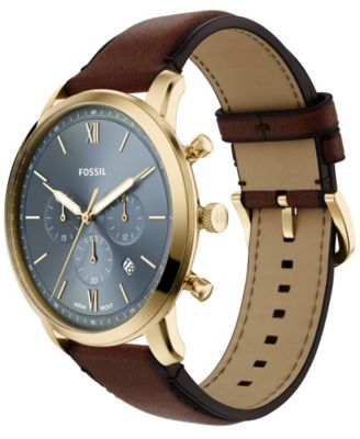 Men's Neutra Chronograph Brown Leather Watch, 44mm