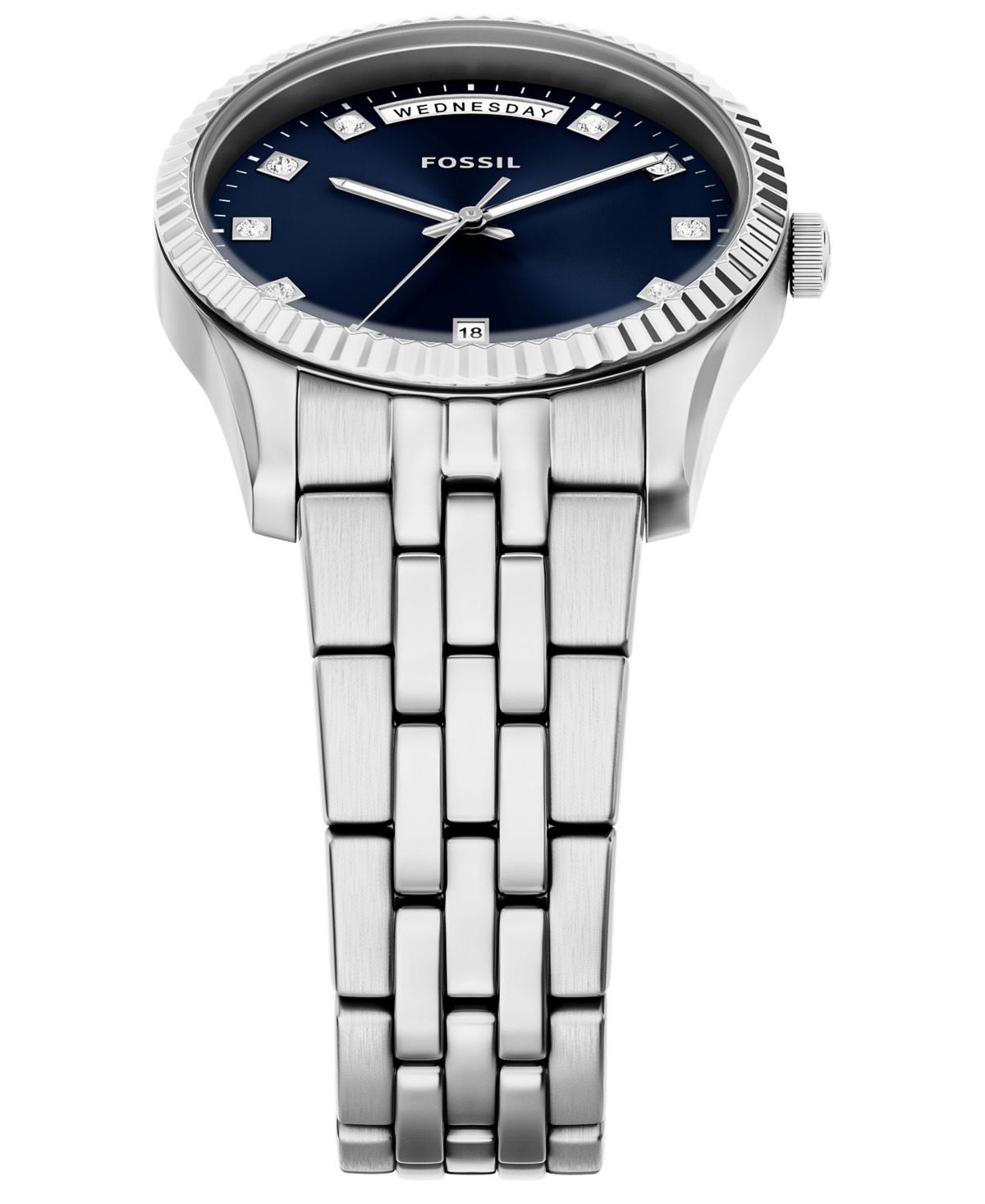 Fossil Women's Scarlette Three-Hand Day-Date Stainless Steel Watch, 34mm