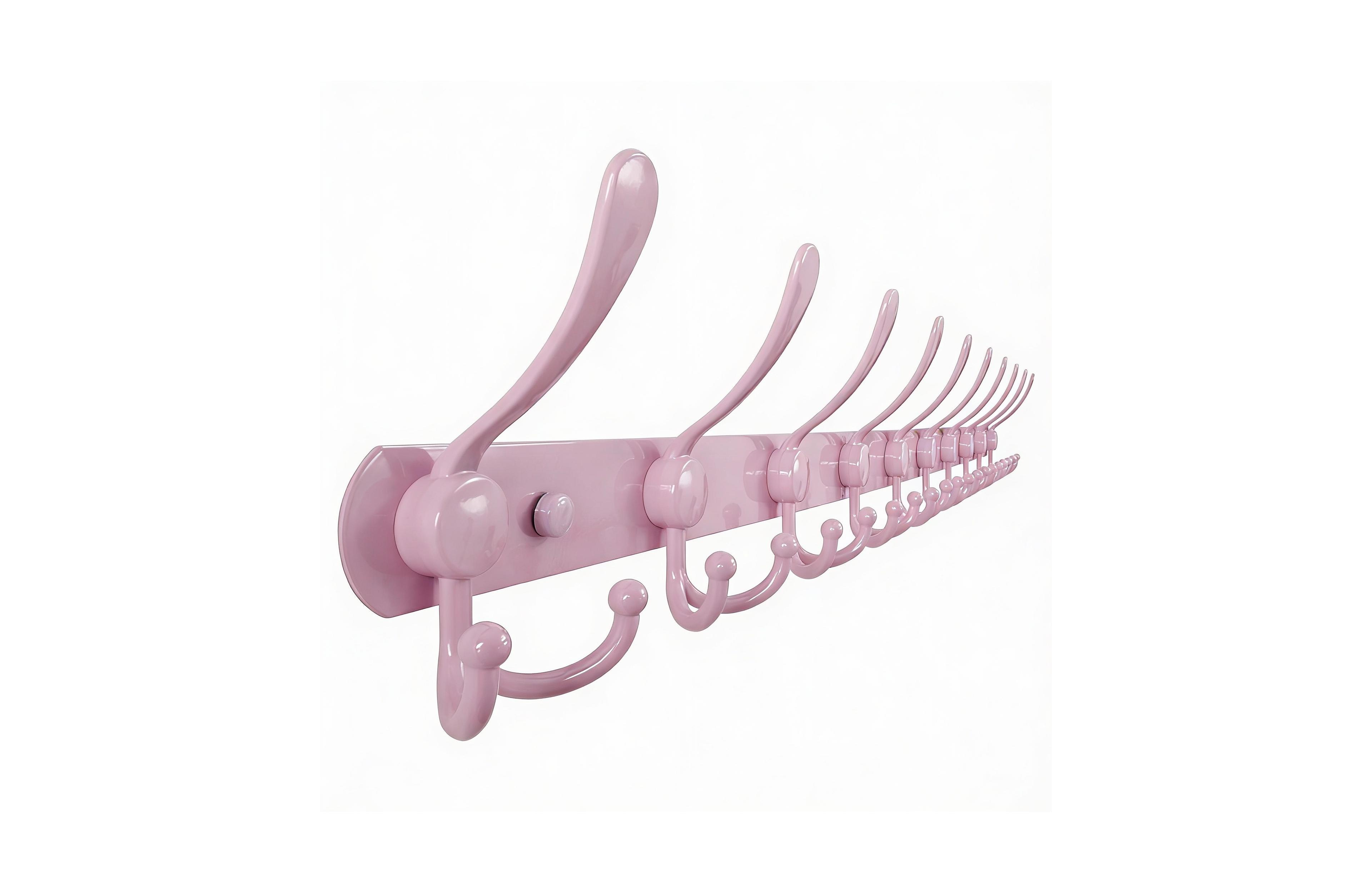 Yigii Stainless Steel 38" Long 10-Tri-Heavy Duty Coat Rack Pink