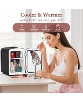 Retro Mini Fridge, Compact Refrigerator with 4L Capacity/6 Cans Cooler & Warmer, Removable Shelf for Skincare, Beverages, Cosmetics
