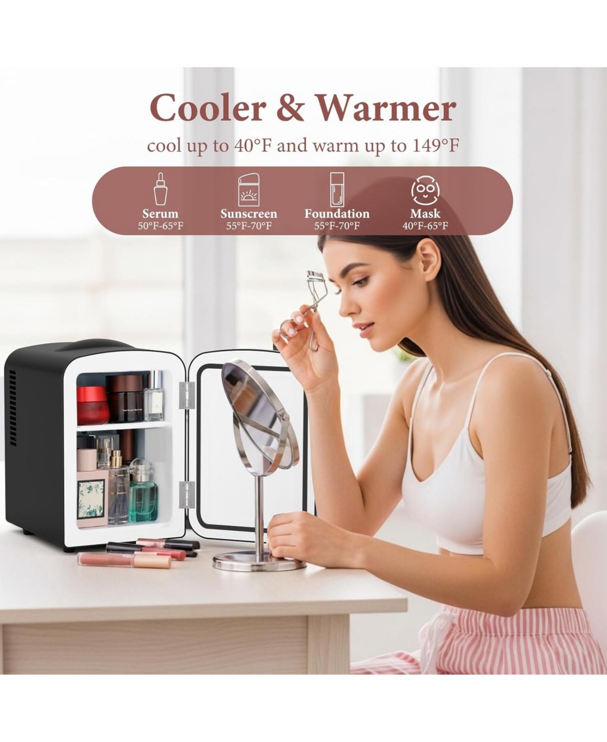 Cowsar Retro Mini Fridge, 4L Compact Refrigerator for Skincare