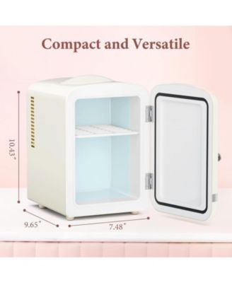 Retro Mini Fridge, Compact Refrigerator with 4L Capacity/6 Cans Cooler & Warmer, Removable Shelf for Skincare, Beverages, Cosmetics
