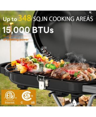 Portable Propane Gas Grill, 15,000 BTU Foldable Outdoor Grill with 348 Sq. In.