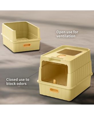 Easy-Clean Cat Litter Box with Pull-Out Drawer