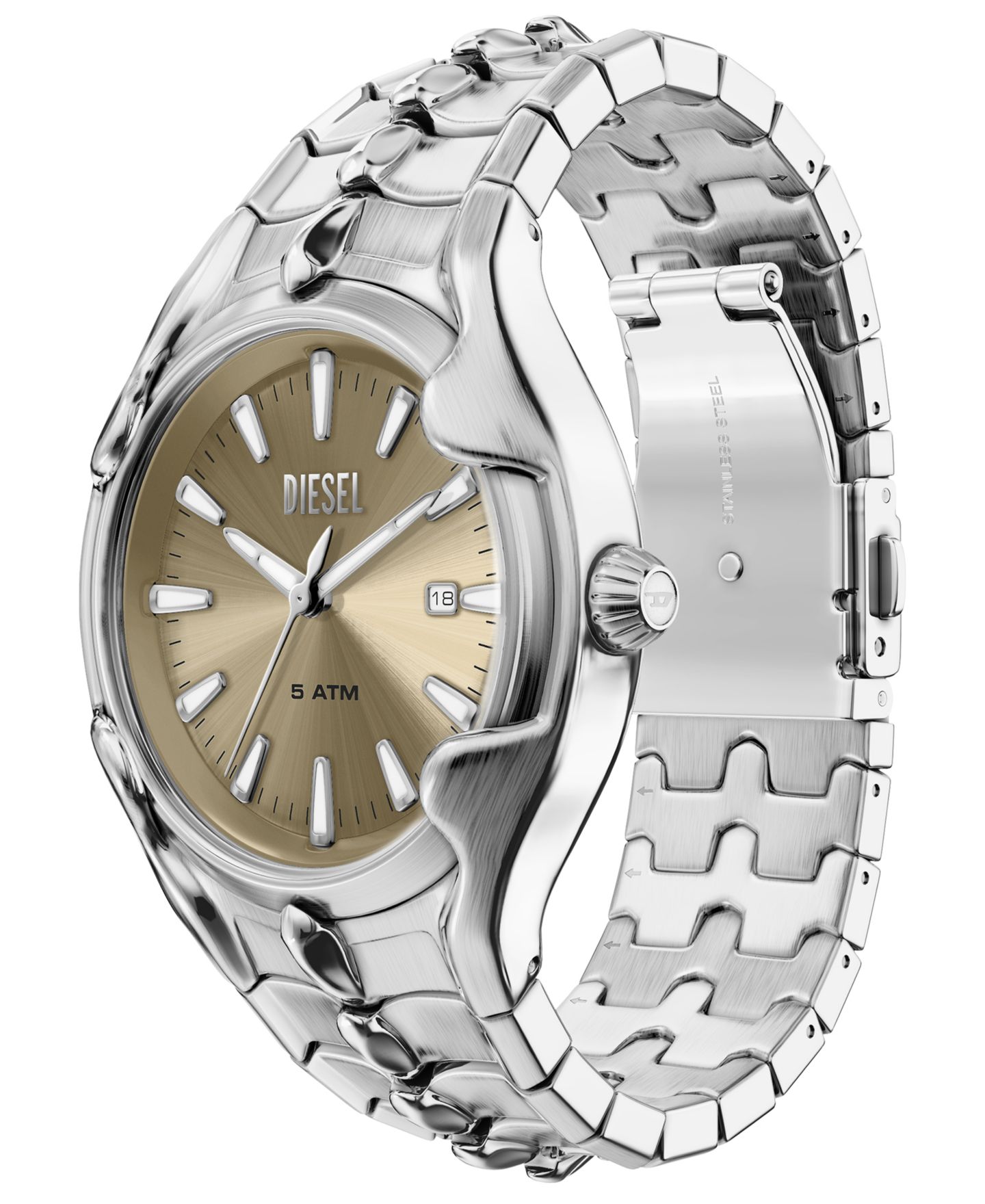 Мужские часы Diesel Vert Quartz Three-Hand Date Silver Stainless Steel Watch, 45mm — фото 4