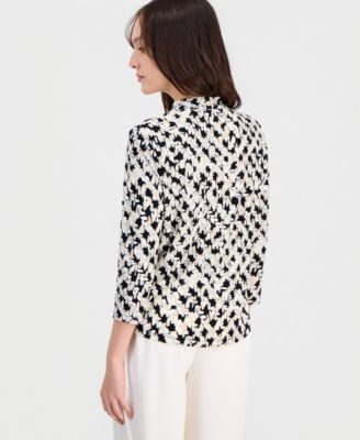 Petite Printed V-Neck 3/4-Sleeve Top