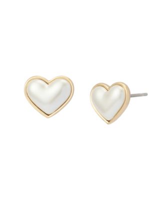Faux Mother of Pearl Heart Stud Earrings