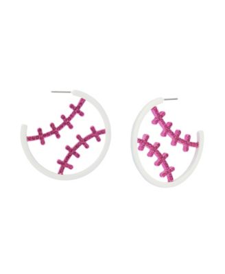 Faux Stone Baseball Hoop Earrings