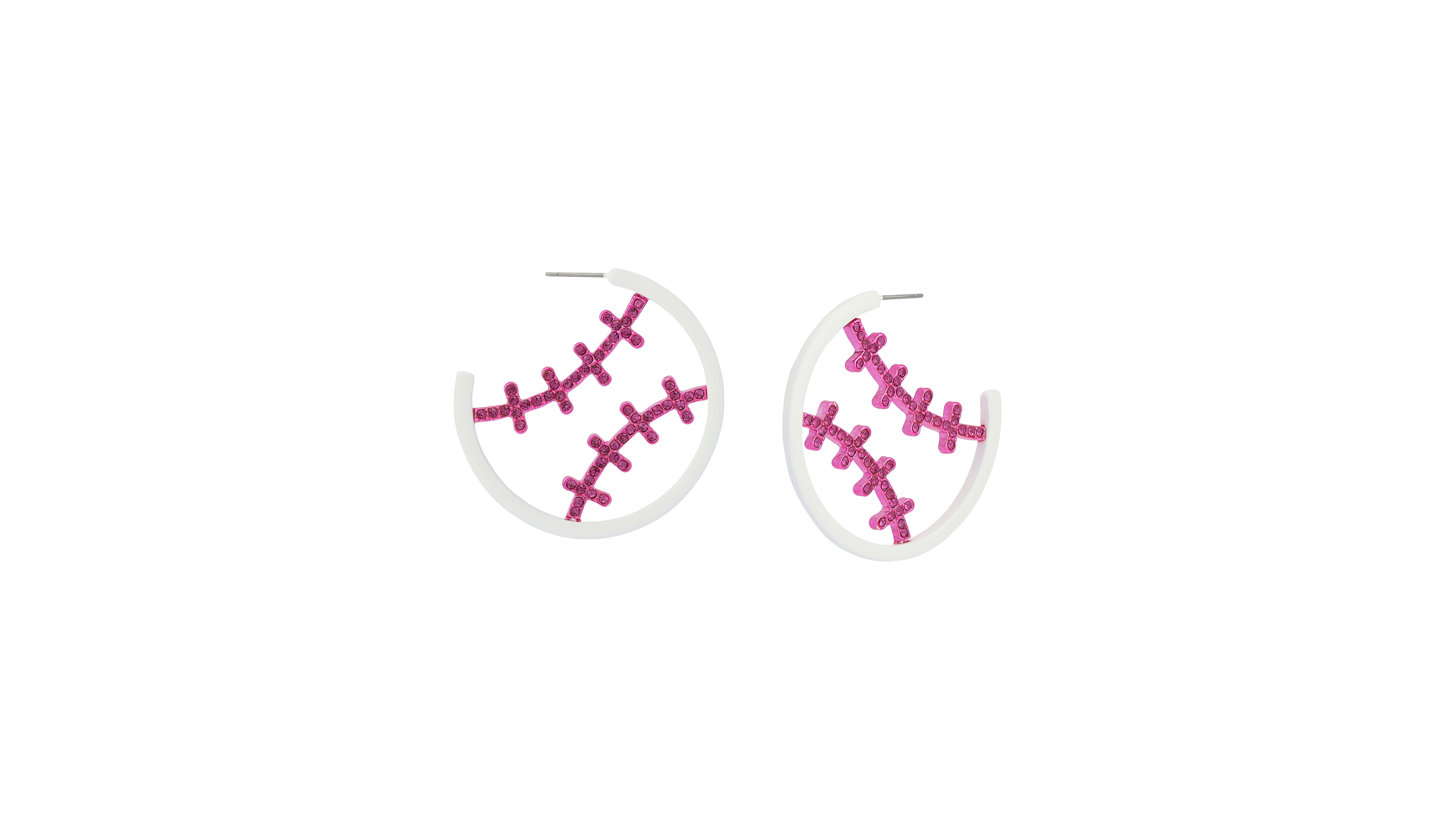 Betsey Johnson Faux Stone Baseball Hoop Earrings