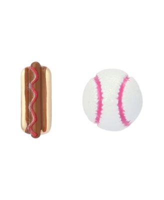 White Baseball Hotdog Mismatch Stud Earrings