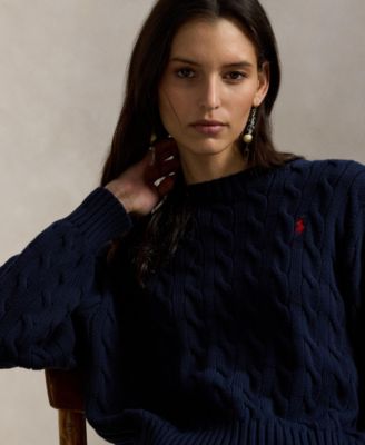 Women's Cable-Knit Cotton Crewneck Sweater