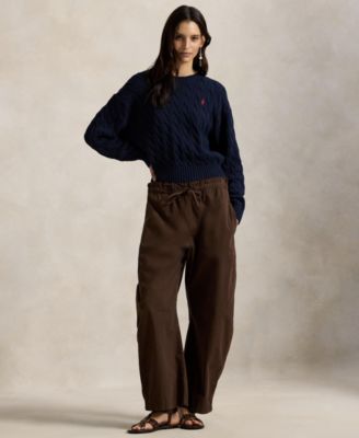 Women's Cable-Knit Cotton Crewneck Sweater