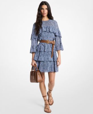 michael michael kors floral embroidered hemp mini dress Floral Embroidered Hemp Mini Dress