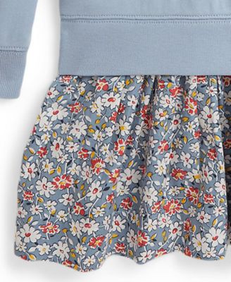 Girls' 2T-6X Floral-Skirt French Terry Dress